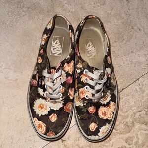 Women’s used vans sneakers shoes floral design US size 7